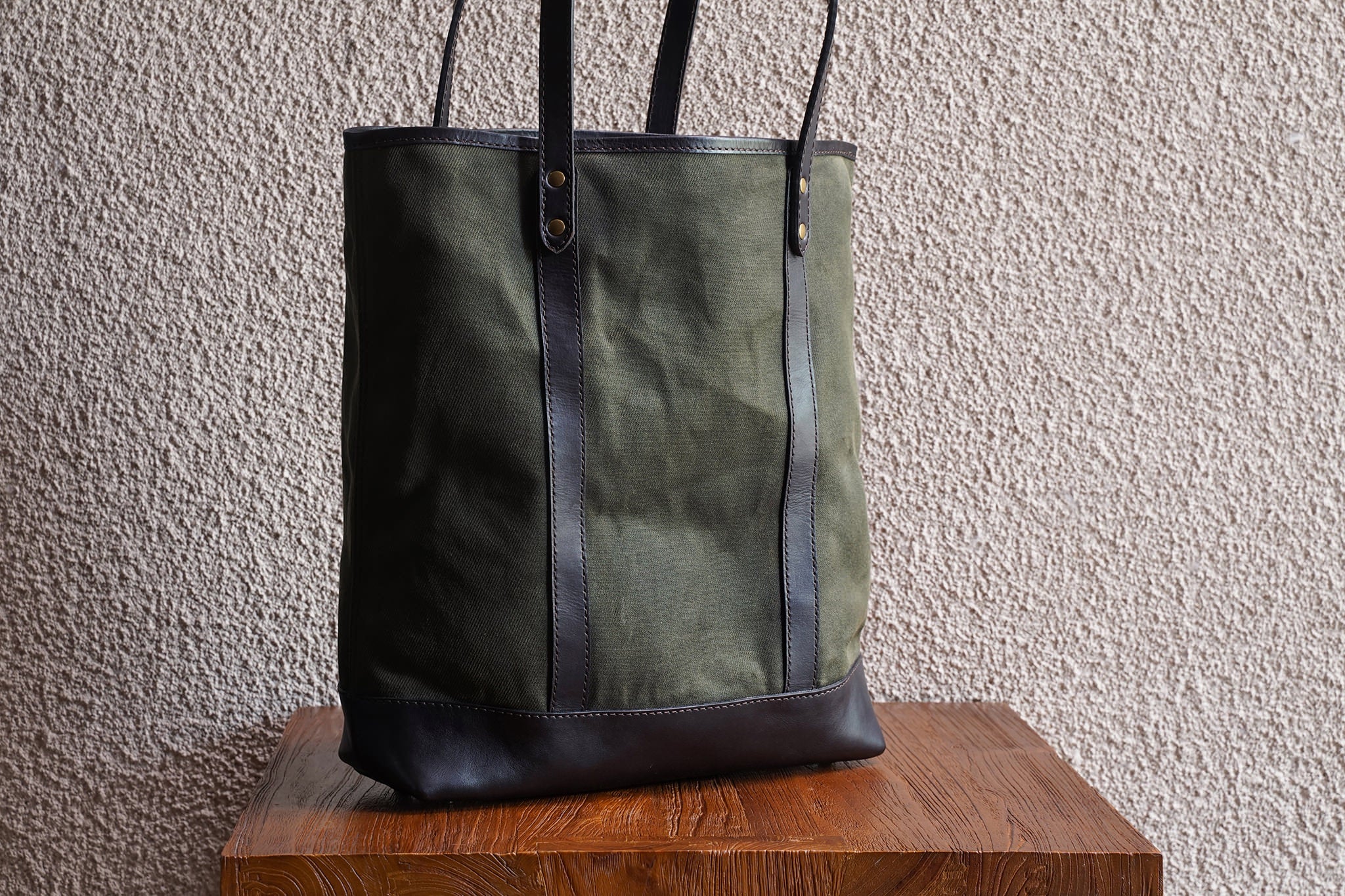 Slim Tote/Olive - Waxed Twill